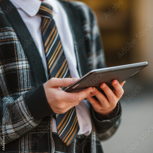 Student Using Tablet, Digital Learning and Education Technology Concept