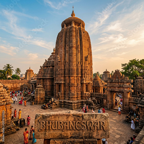 Lingaraj Temple in Bhubaneswar Ekamra Kshetra with Carved Stone Text, Kalinga Architecture Odisha