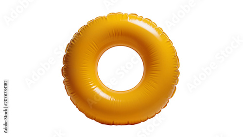 Yellow inflatable swim ring with textured surface