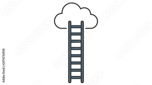 Foto A blue ladder reaching up to a white cloud on a plain for business or conceptual
