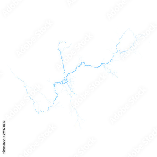 Lightning Bolt Energy Effect – Realistic Electric Thunder Strike, High Voltage Electricity Power Isolated on Transparent Background