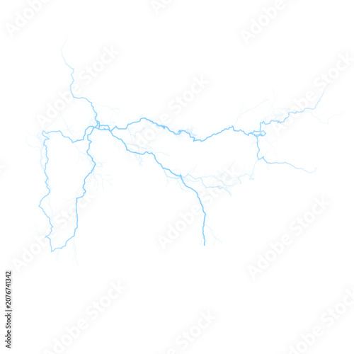 Lightning Bolt Energy Effect – Realistic Electric Thunder Strike, High Voltage Electricity Power Isolated on Transparent Background