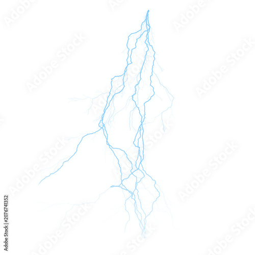 Lightning Bolt Energy Effect – Realistic Electric Thunder Strike, High Voltage Electricity Power Isolated on Transparent Background