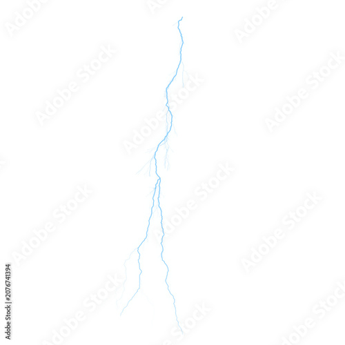 Lightning Bolt Energy Effect – Realistic Electric Thunder Strike, High Voltage Electricity Power Isolated on Transparent Background