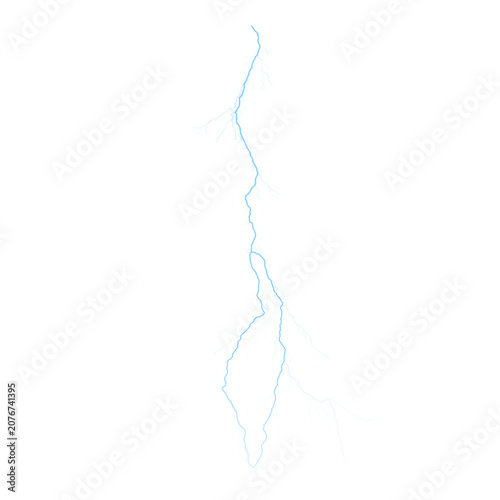 Lightning Bolt Energy Effect – Realistic Electric Thunder Strike, High Voltage Electricity Power Isolated on Transparent Background
