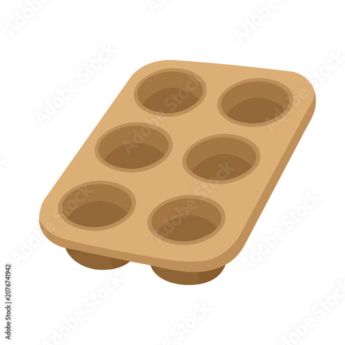 Warm flat vector baking tray mold for muffins cupcakes and homemade pastry.