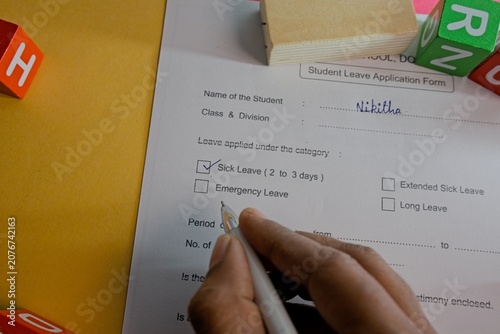 Student applies for leave from school
