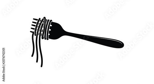 Fork with spaghetti silhouette noodles food eating