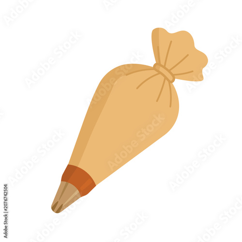 Warm flat vector piping bag for frosting, icing, decorating, and homemade baking designs.