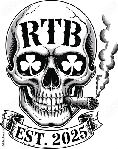 Skull and Crossbones Vector Icon with Human Skeleton Head Gothic Tattoo Style Halloween Death Symbol Illustration on Black Background