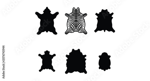 Photos Collection Of Animal Hide Silhouettes In Black And White Featuring Various Shape