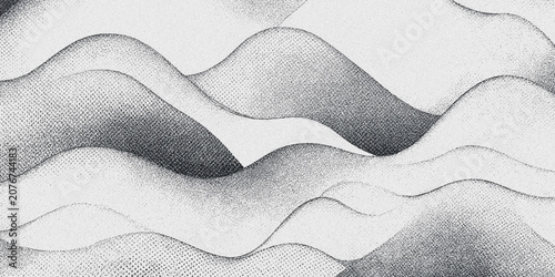 Fotografija Wavy lines pattern halftone texture grayscale abstract background with repeating