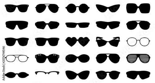Konstfotografi Stylish Sunglasses Vector Illustration Set Featuring Modern Fashion Eyewear Icon
