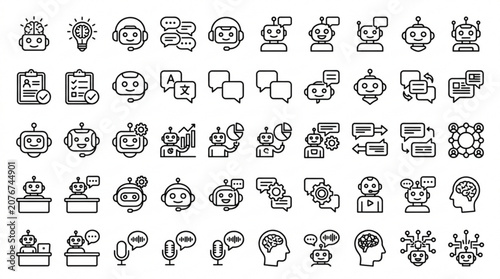 A collection of various communication and technology icons are displayed.