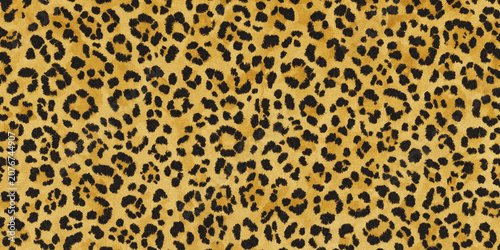Foto Leopard print pattern with irregular spots and a golden yellow background textur