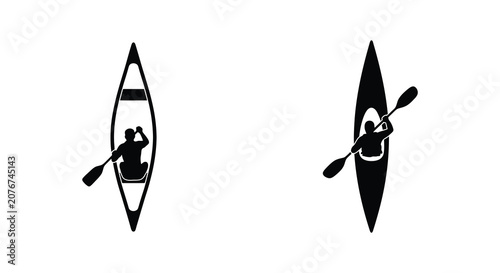 Photography Two Kayaks With Paddlers Viewed From Above In Black Silhouette kayak canoeing pa