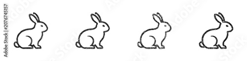 Schilderij op canvas Sketch monochrome rabbit logo design set