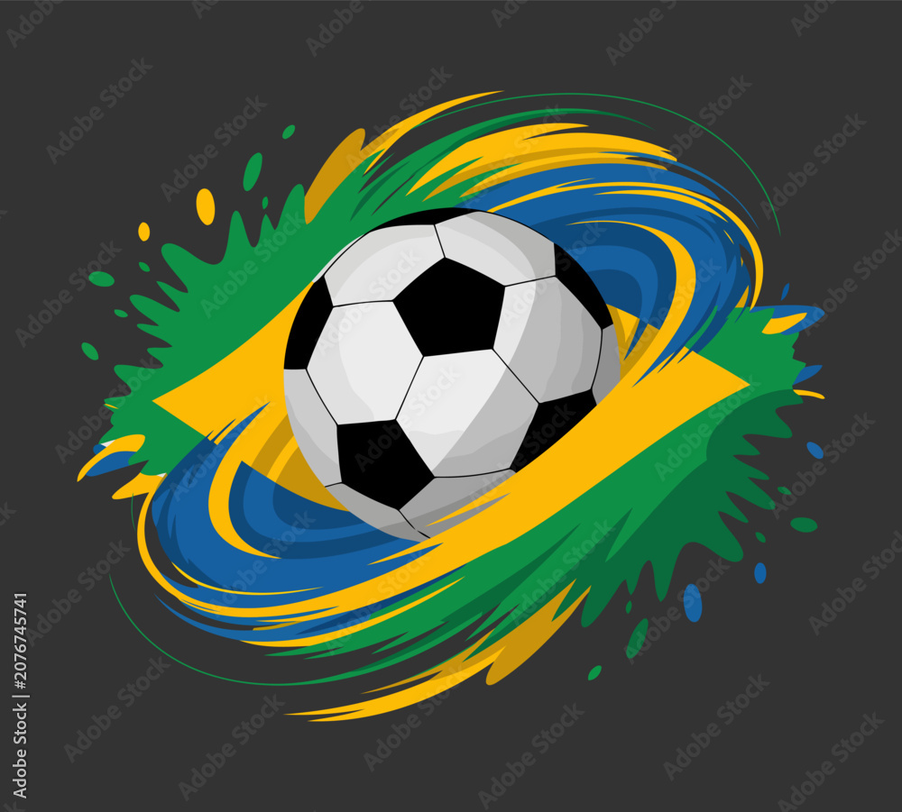 Naklejka premium Energetic Football Emblem Artwork With Color Splash Motion Effect For Sports Team Identity