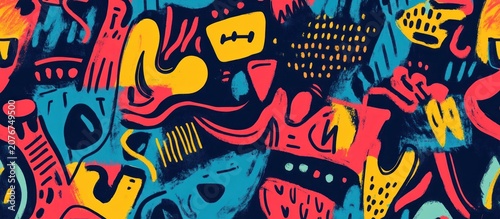 Abstract colorful doodle pattern.