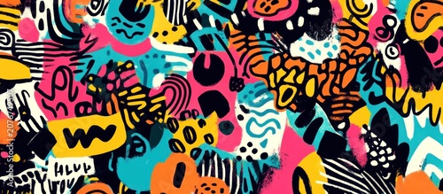 Abstract colorful doodle pattern background.