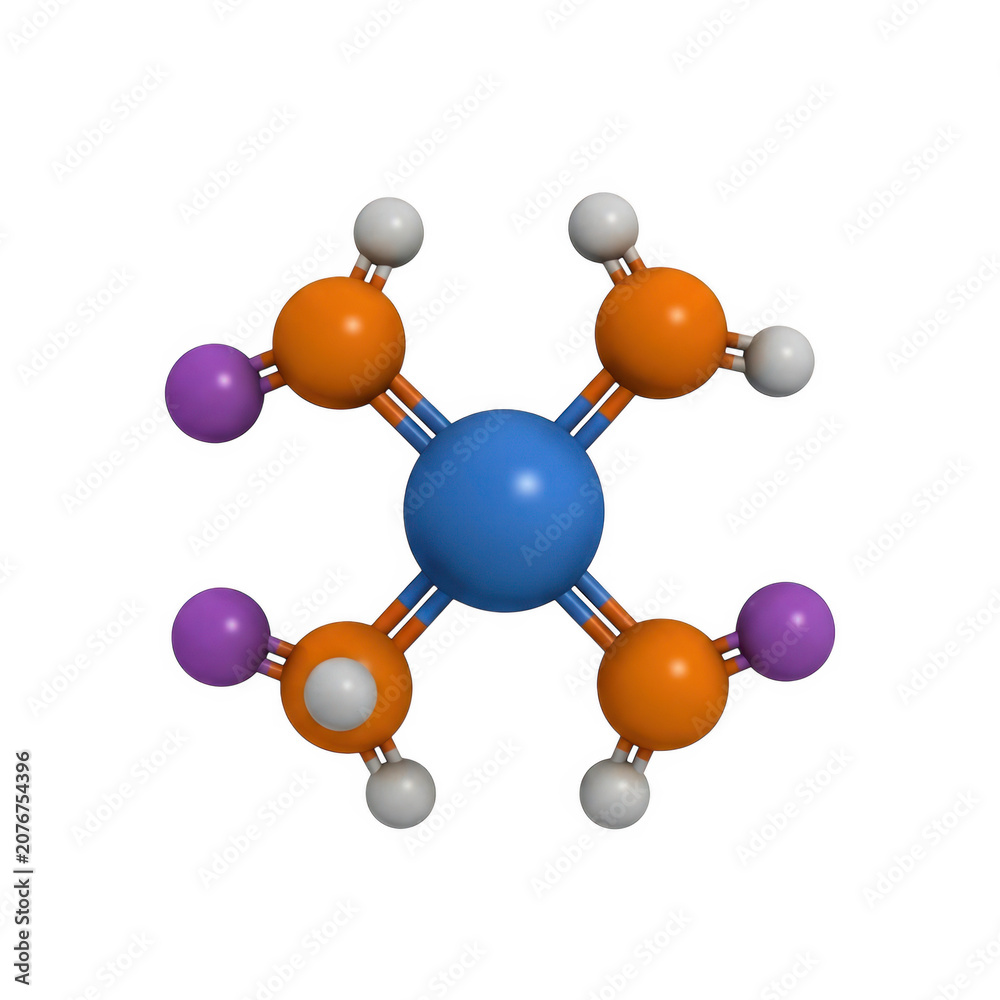 Obraz premium Colorful abstract 3D representation of a molecule structure with spheres and bonds isolated on transparent background