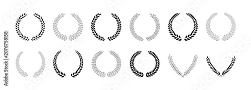 Tableau sur toile Laurel wreath branch icon set vector