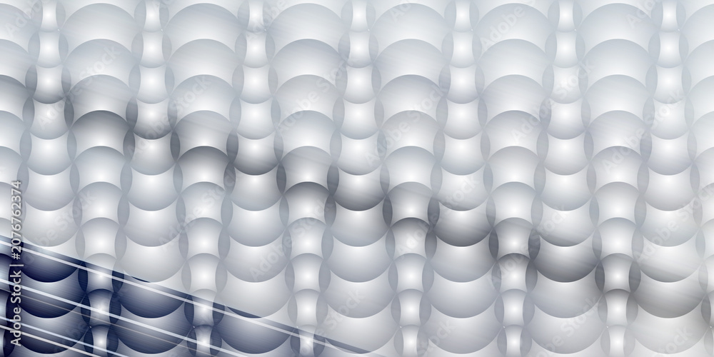 Fotografie Abstract geometric pattern with overlapping spheres in silver and blue