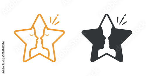 Foto Star shaped face profiles line art and silhouette versions