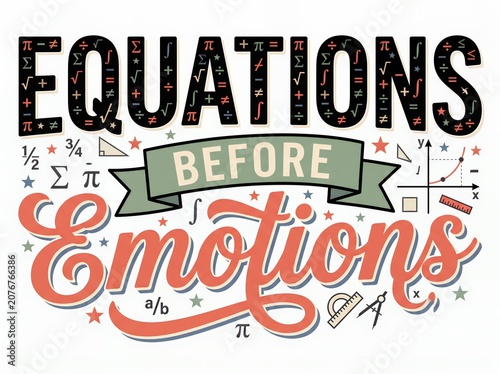 Equations before emotions math teacher shirt design for stem educators with teacher gift tee fun teacher typography mathematics educator math puns math nerd