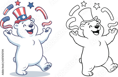 Patriotic Polar Bear Mascot for 4th of July Celebrations and American Events
