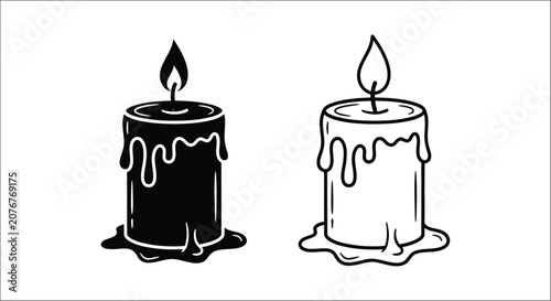 Schilderij op canvas Melting candle silhouettes on a white background a pair of hand drawn wax forms