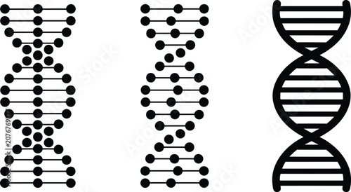 Φωτογραφία DNA Double Helix Vector Icon Set with Dotted and Solid Line Styles, Genetics and