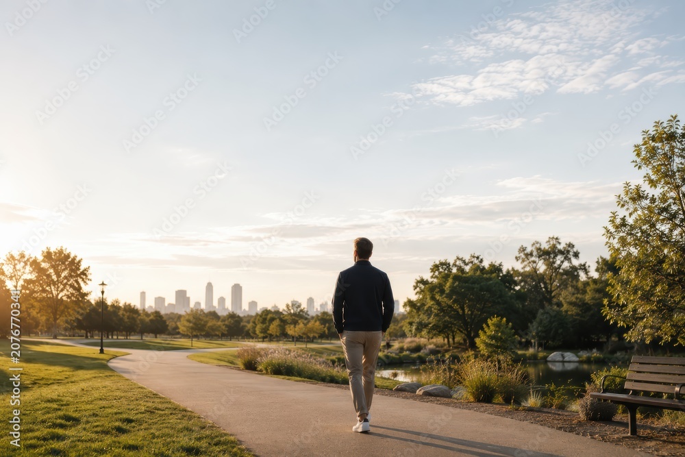 Obraz premium Active Recovery Walk Through Quiet City Park
