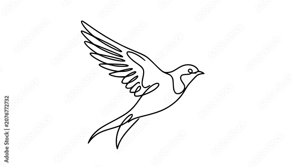 Fototapeta premium Continuous Line Bird in Flight Minimalist One Line Vector Illustration