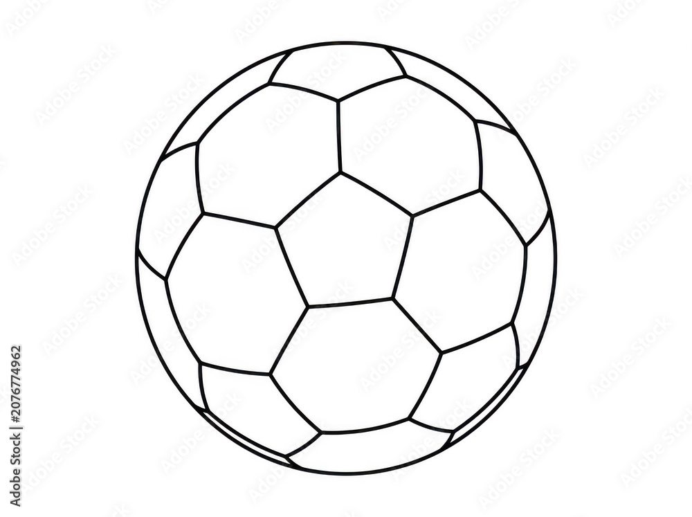 Fototapeta premium Black and white soccer ball line art drawing