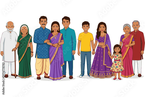 Traditional Indian People Character Collection Vector Illustration