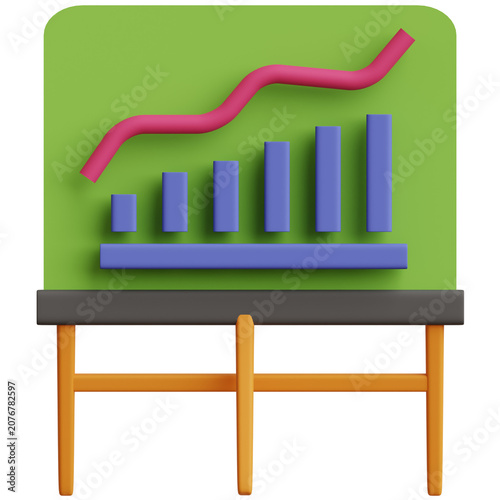 Obraz na plátně Presentation 3D Icon Illustration for your website, user interface, and presentation