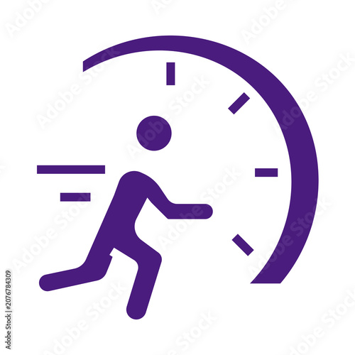 Running man clock icon time management concept isolated on transparent background
