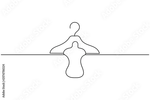 Hanger mannequin concept vector illustration in continuous line drawing