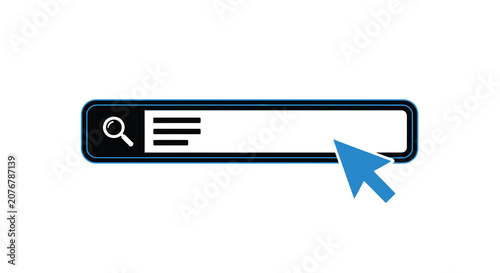 Fotografía Search bar with magnifying glass and menu icon flat vector silhouette