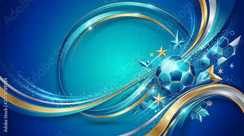 Luxury Dynamic Soccer Championship Background Featuring Radiant Golden Accents and Elegant Abstract Swirls for Sporting Events