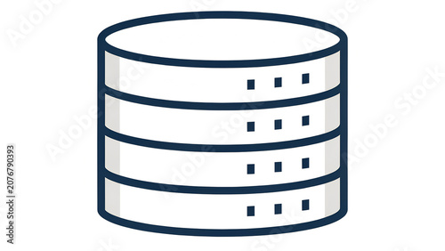 Database Storage Icon – Cylindrical Data Structure with Sections and Entry Blocks Symbolizing Organization Concept