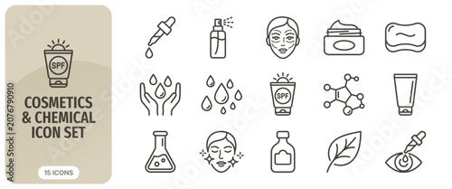 Photos Cosmetics and chemical icon set, beauty and skincare line icons, vector illustra