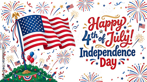 vibrant fourth of july celebration with american flag and fireworks