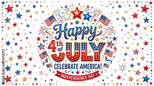 Patriotic 4th of July Celebration Background with Red White and Blue Stars