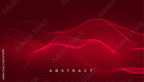 Abstract Red Wave Design with Dark Gradient - Modern Flowing Curves, Elegant Futuristic Motion Background, Contemporary Digital Art Concept