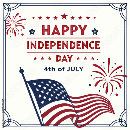 Happy 4th of July Independence Day Typography Vector Design, USA Patriotic Celebration Graphic