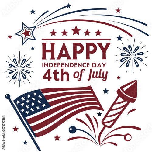 Happy 4th of July Independence Day Typography Vector Design, USA Patriotic Celebration Graphic