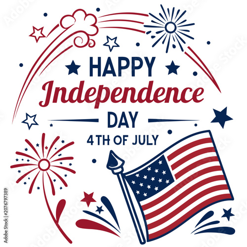 Happy 4th of July Independence Day Typography Vector Design, USA Patriotic Celebration Graphic