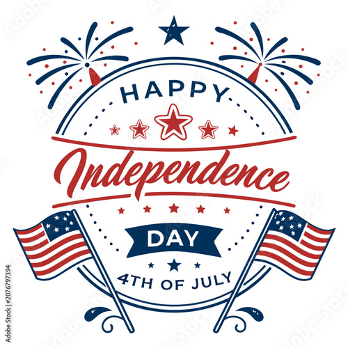 Happy 4th of July Independence Day Typography Vector Design, USA Patriotic Celebration Graphic